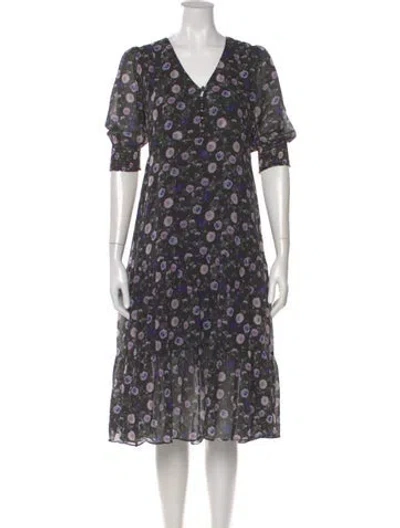 Pre-owned The Kooples Silk Midi Length Dress In Black