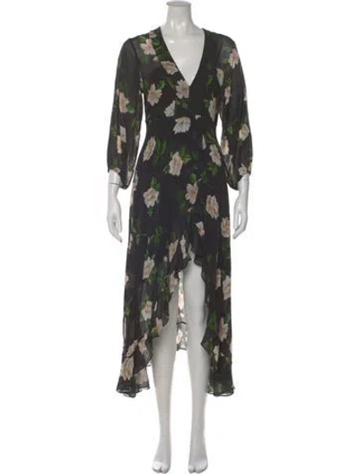 Pre-owned The Kooples Silk Midi Length Dress In Black