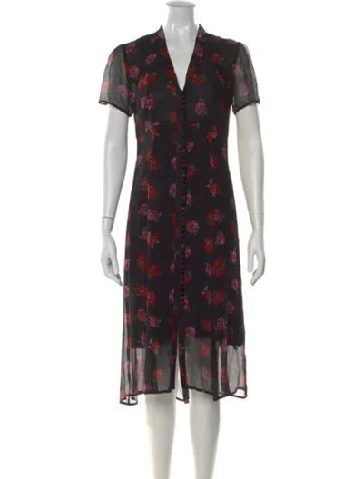 Pre-owned The Kooples Silk Midi Length Dress In Black