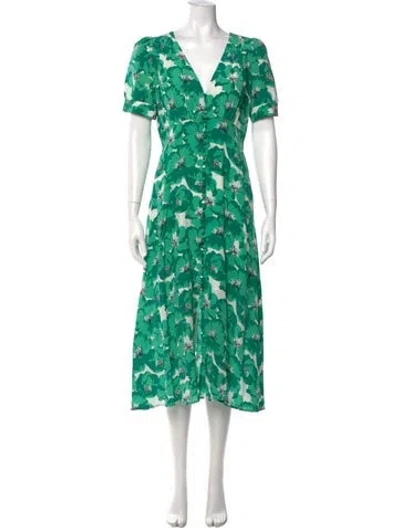 Pre-owned The Kooples Silk Midi Length Dress In Green