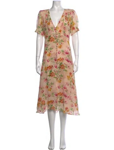 Pre-owned The Kooples Silk Midi Length Dress In Pink