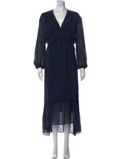 Pre-owned The Kooples Silk Midi Length Dress W/ Tags In Blue