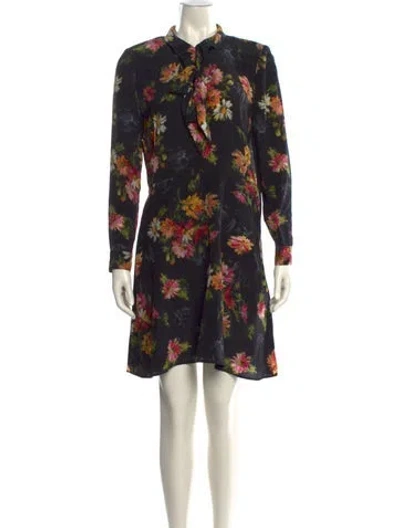 Pre-owned The Kooples Silk Mini Dress In Black