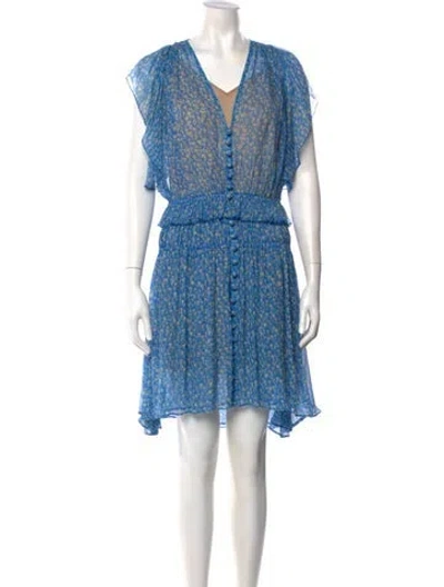 Pre-owned The Kooples Silk Mini Dress In Blue