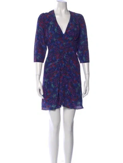Pre-owned The Kooples Silk Mini Dress In Blue