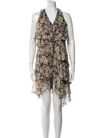 Pre-owned The Kooples Silk Mini Dress In Green
