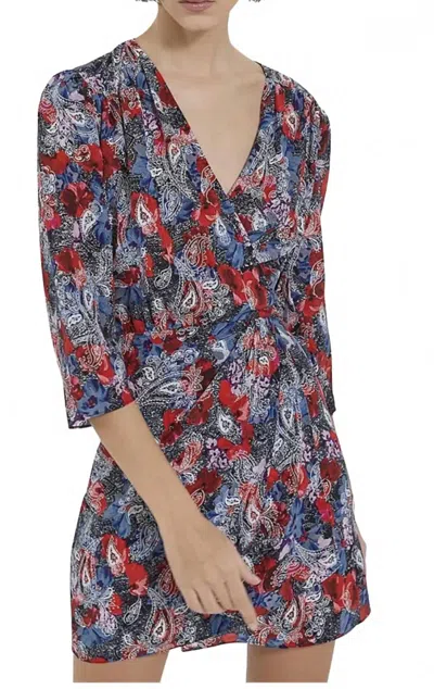 The Kooples Silk Mini Dress In Multi In Brown