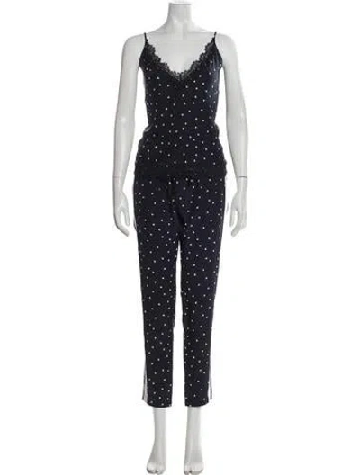 Pre-owned The Kooples Silk Printed Pant Set In Blue