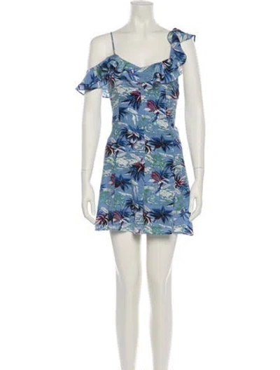 Pre-owned The Kooples Silk Printed Romper In Blue