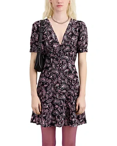 The Kooples Silk Short Sleeve Mini Dress In Black