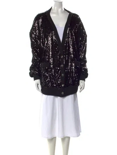 Pre-owned The Kooples Silk V-neck Sweater W/ Tags In Black