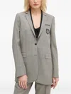 The Kooples Single-breasted Logo-appliqué Blazer In Gray