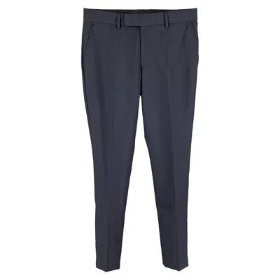 Pre-owned The Kooples Size 28 Navy Wool Mohair Zip Fly Dress Pants In Blue