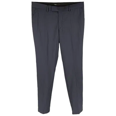 Pre-owned The Kooples Size 32 Navy Stripe Wool Zip Fly Dress Pants In Blue