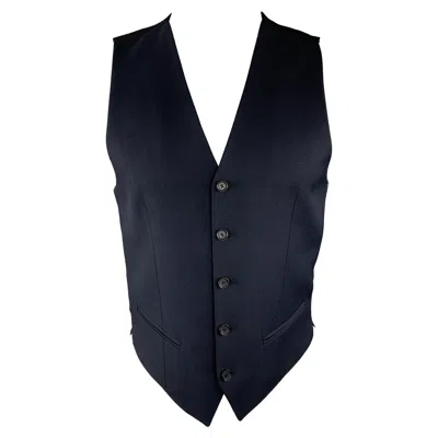 Pre-owned The Kooples Size 36 Navy & Black Wool Buttoned Vest In Blue
