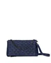 The Kooples Skull Stud Leather Shoulder Bag In Navy