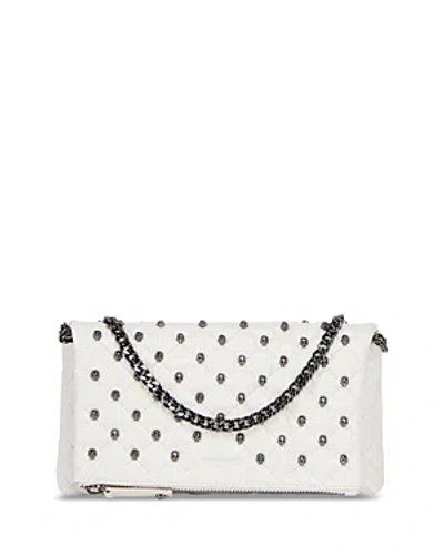 The Kooples Skull Stud Leather Shoulder Bag In White