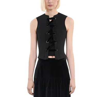 The Kooples Sleeveless Lace Up Top In Black