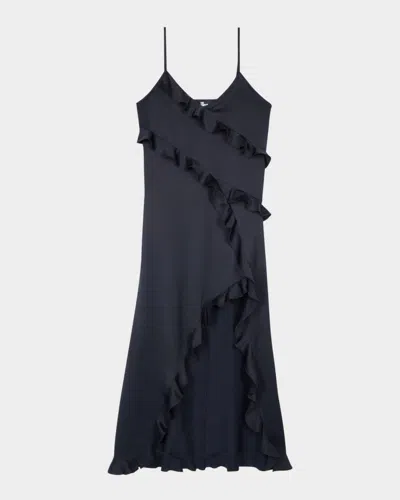 THE KOOPLES SLEEVELESS RUFFLED SLIP DRESS