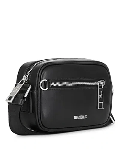 The Kooples Mens Black Branded-strap Leather Cross-body Bag