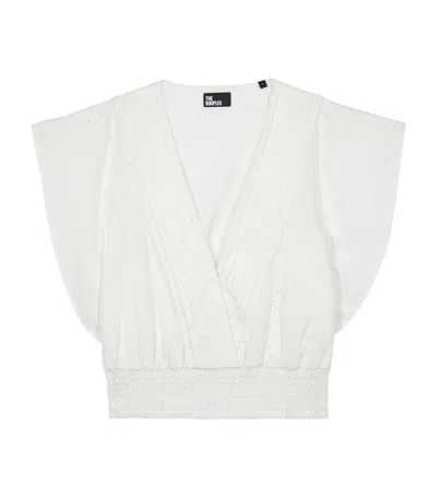 THE KOOPLES SMOCKED BRODERIE ANGLAISE TOP