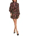 The Kooples Smocked Mock Neck Mini Dress In Red