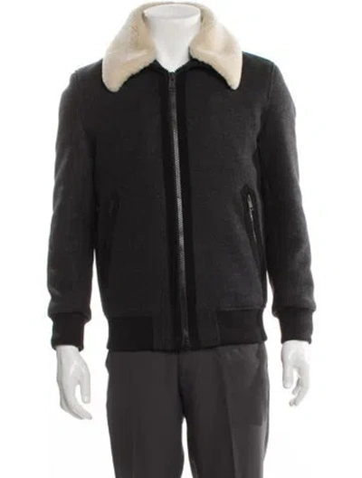 Pre-owned The Kooples Sport Wool Bomber Jacket In Gray