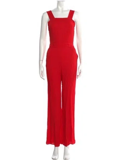 Pre-owned The Kooples Square Neckline Jumpsuit In Red