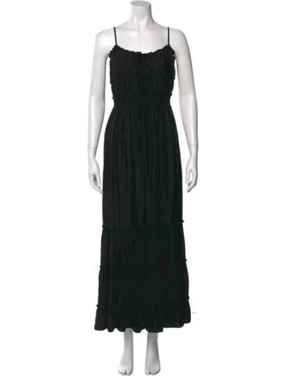 Pre-owned The Kooples Square Neckline Long Dress In Black