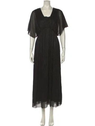 Pre-owned The Kooples Square Neckline Long Dress In Black