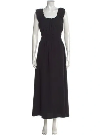 Pre-owned The Kooples Square Neckline Long Dress W/ Tags In Black