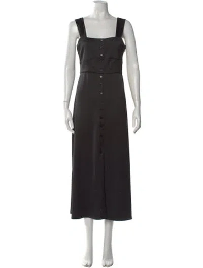 Pre-owned The Kooples Square Neckline Midi Length Dress In Black