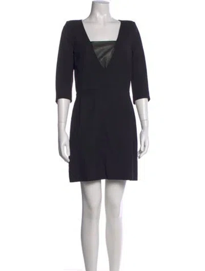 Pre-owned The Kooples Square Neckline Mini Dress In Black