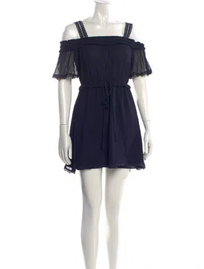 Pre-owned The Kooples Square Neckline Mini Dress In Blue