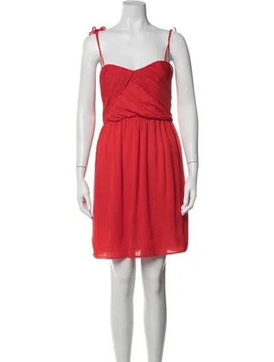 Pre-owned The Kooples Square Neckline Mini Dress In Red