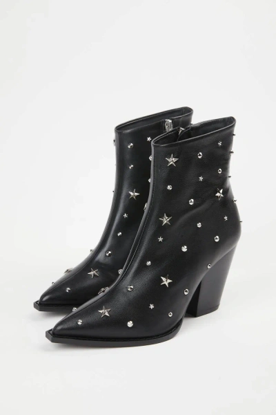 Pre-owned The Kooples Star Studded Leather Boots For Women In Black