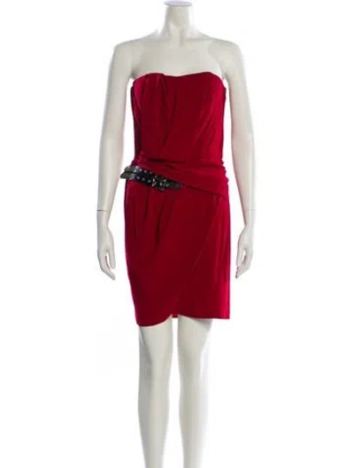 Pre-owned The Kooples Strapless Mini Dress In Red
