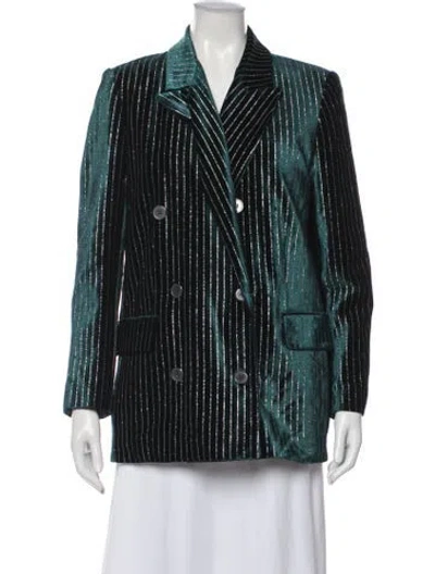 Pre-owned The Kooples Striped Blazer In Green