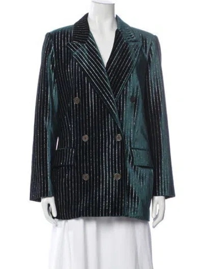 Pre-owned The Kooples Striped Blazer In Green