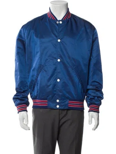 Pre-owned The Kooples Striped Bomber Jacket In Blue
