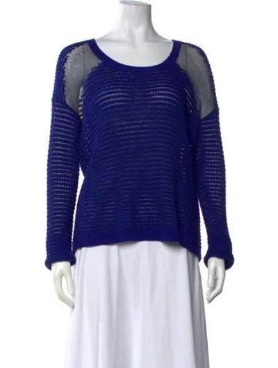 Pre-owned The Kooples Striped Crew Neck Sweater In Blue