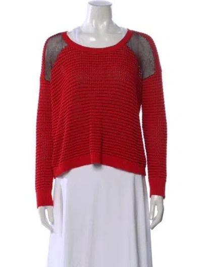 Pre-owned The Kooples Striped Crew Neck Sweater In Red