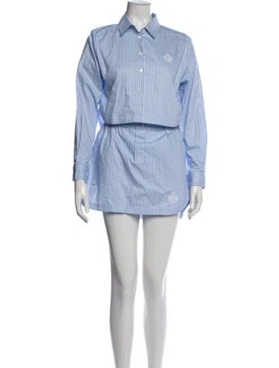 Pre-owned The Kooples Striped Embroidered Accent Skirt Set W/ Tags In Blue