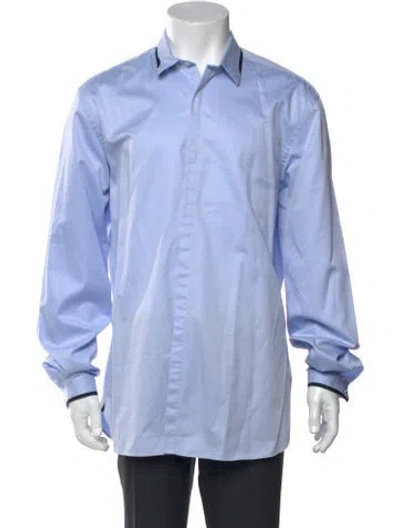 Pre-owned The Kooples Striped Long Sleeve Dress Shirt In Blue