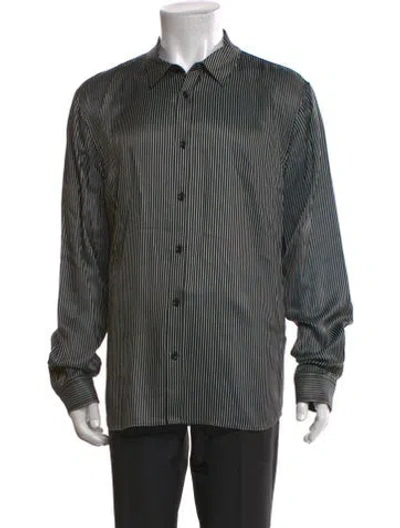 Pre-owned The Kooples Striped Long Sleeve Dress Shirt W/ Tags In Black