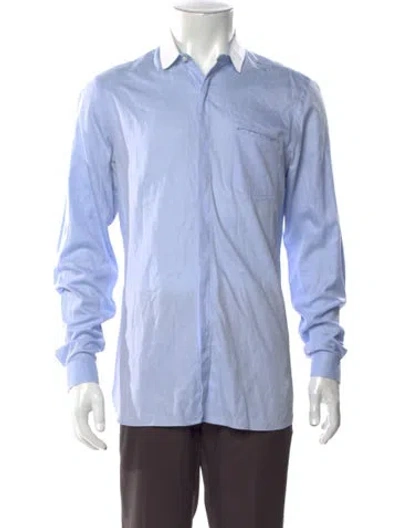 Pre-owned The Kooples Striped Long Sleeve Tuxedo Shirt In Blue