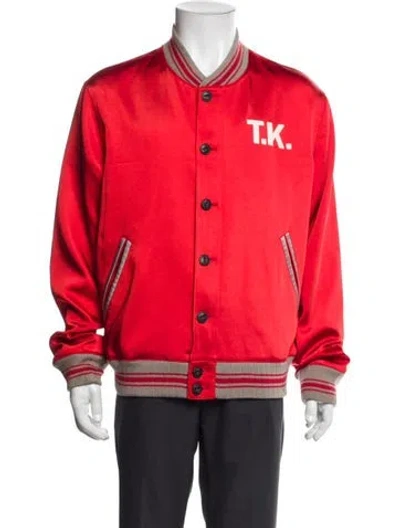 Pre-owned The Kooples Striped Varsity Jacket In Red