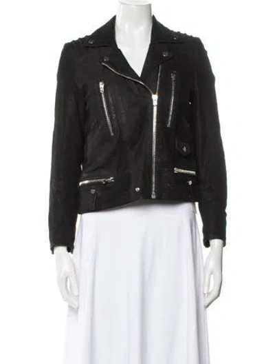 Pre-owned The Kooples Suede Biker Jacket In Black