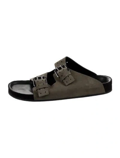Pre-owned The Kooples Suede Slides In Green