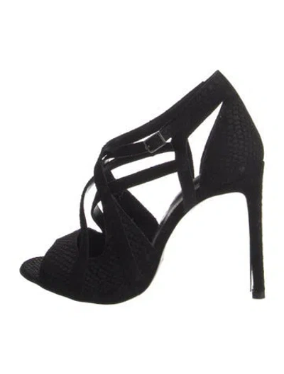 Pre-owned The Kooples Suede Slingback Sandals In Black